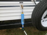 Fresh water hook ups and filter on rear of camper